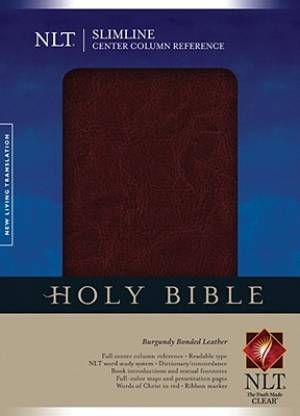 NLT Slimline Center Column Reference Bible: Burgundy, Bonded Leather, Thumb Index