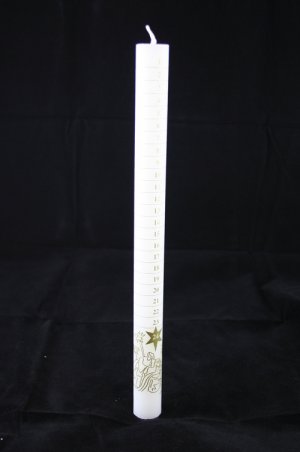 White Advent Candle Printed with Gold (Each)