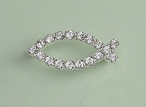 Crystal Fish Brooch: Silver with Clear Crystal