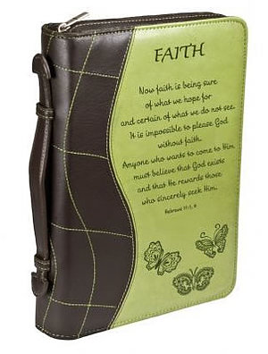 Faith Two Tone Lux Leather Bible Cover: Green, Large