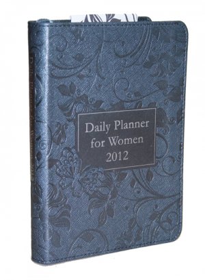 Daily Planner For Women 2012: Lux Leather, Black, Flower Design