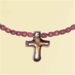 Necklace Brown Wood with bronze cross Pack of 3
