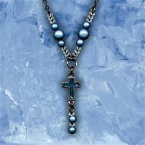 Blue Glo Beads and Cross Necklace Pack of 3