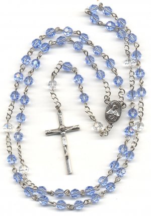Catholic Rosary: Light Sapphire Swarovski� Crystal 
