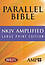 NKJV Amplified, Large Print Parallel Bible: Burgundy, Bonded Leather -  