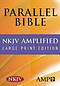 NKJV Amplified, Large Print Parallel Bible: Burgundy, Bonded Leather