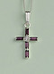 Baguette Crystal Cross Pendant: Silver with Amethyst Crystal