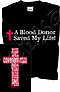 Blood Donor T Shirt: Black , Adult Medium