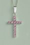 Crystal Cross Pendant: Silver with Light Rose Crystal