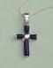 Silver Blue Stone Cross Pendant
