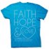 Faith, Hope & Love T Shirt: Blue, Adult Medium