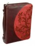 Faith Lux Leather Bible Cover: Mahogany/Red, Large