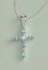 Aqua colour silver cross pendant
