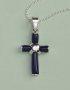 Silver Blue Stone Cross Pendant