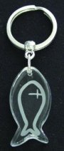 Fish Cross Crystal Key Ring