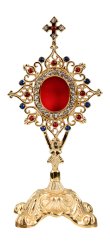 Golden Plated Reliquary with Stones H 24 cm