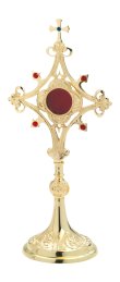 Gold Plated Reliquary with Stones H 30 cm