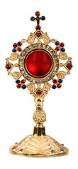 Gold Plated Reliquary with Stones H 20 cm