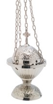 Nickel Plated Thurible with Cross H 18 cm