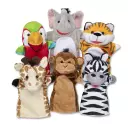 Safari Buddies Hand Puppets, Set of 6 (Elephant, Tiger, Parrot, Giraffe, Monkey, Zebra)