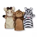 Safari Buddies Hand Puppets, Set of 6 (Elephant, Tiger, Parrot, Giraffe, Monkey, Zebra)