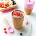 Bamboo Cup with Two Straws - Pink