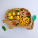 Bamboo Elephant Plate Weaning Gift Set - Green