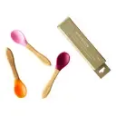 Bamboo and Silicone Spoon Set (3 Spoons) - Pink Red Orange