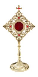 Gold Plated Reliquary with Stones H 32 cm