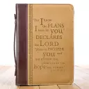 XL I Know The Plans - Jeremiah 29:11 Tan Faux Leather Bible Cover:  Zippered w/Handle