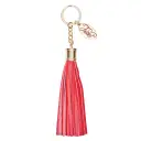 Leather Tassel Faith Key Ring in Red