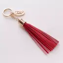 Leather Tassel Faith Key Ring in Red