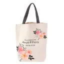 Strength & Dignity Fashion Canvas Tote Bag in White - Proverbs 31:25