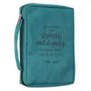 Large Strength & Dignity Proverbs 31:25 Teal Canvas Bible Cover