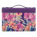 Large Purple Floral Blessed Is The One Faux Leather Fashion Bible Cover - Jeremiah 17:7