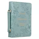 Large I Know The Plans I Have for You, Debossed Floral Teal Design Faux Leather Bible Cover - Jeremiah 29:11