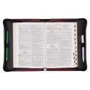 Large Strong and Courageous Merlot Floral Rose Bouquet Faux Leather Bible Cover  - Joshua 1:9