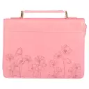 Large Pastel Meadow Pink Watercolor Faux Leather Bible Cover