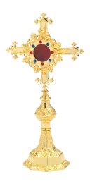 Gold Plated Reliquary with Stones H 27 cm