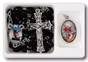 Wood/Black Rosary/Medal/St.Michael