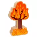 Natural green and orange tree on fire