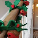 Handmade Felt Biodegradable Holly Garland with Robins Christmas Decoration