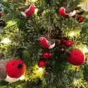 Handmade Rosie Robin Needle Felt Hanging Christmas Tree Decoration