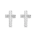 Sterling Silver Patterned Cross Earrings