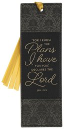 Bookmark-Faux Leather Two-tone Charcoal and Black  I Know the Plans Jer. 29:11