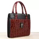 Large Cross Burgundy Croc-Embossed Patent Purse-Style Bible Cover