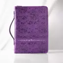 Medium Philippians 4:13 Purple Floral LuxLeather Bible Cover