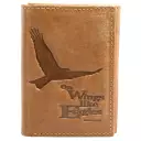 Saddle Tan Genuine Leather Tri-Fold Wallet - Isaiah 40:31