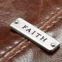 Medium Classic "Faith" Badge Brown Imitation Leather Bible Cover