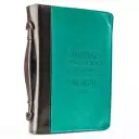 Large I Can Do Everything Turquoise & Brown Faux Leather Fashion Bible Cover